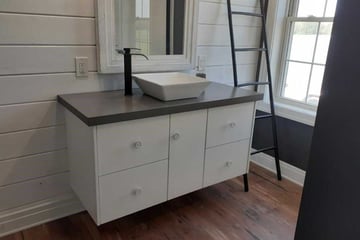 Flour Slab fronts on frameless cabinet Residential Bathroom3 