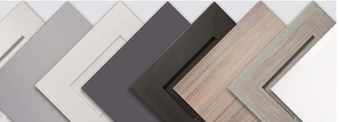 A fan of decorative cabinet panel color options