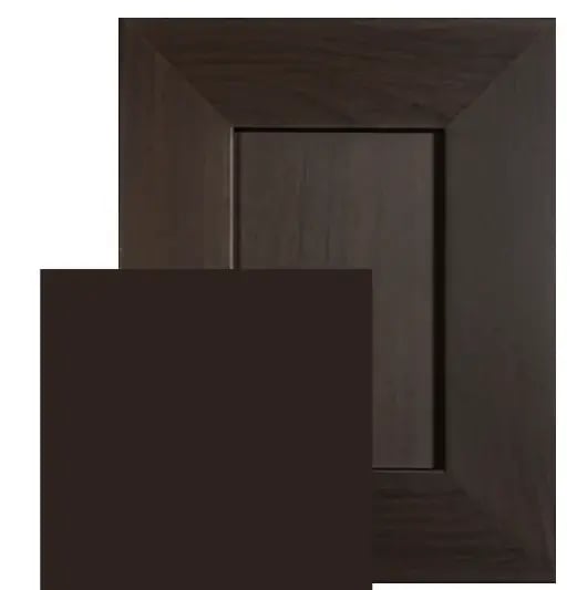 Espresso Walnut wood grain door with its color-matched cabinet box paint