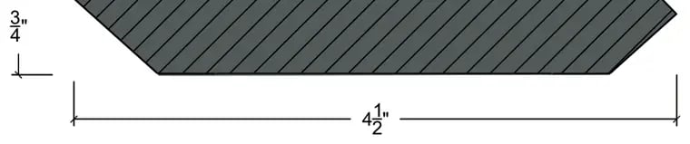4.5 inch Crown molding cross section, 3/4 inch tall by 4-1/2 inch wide