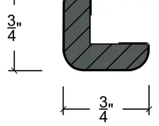 Outside Corner molding cross section, 3/4 inch tall by 3/4 inch wide