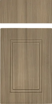 Shaker Beveled door and drawer front in Drift Elm