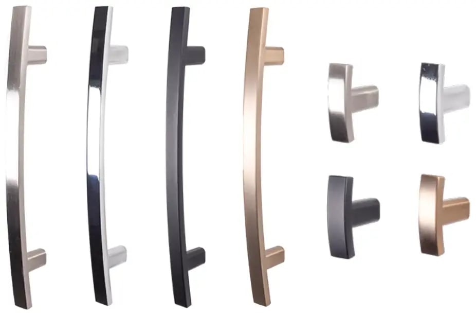 Arch pulls and knobs in four finishes