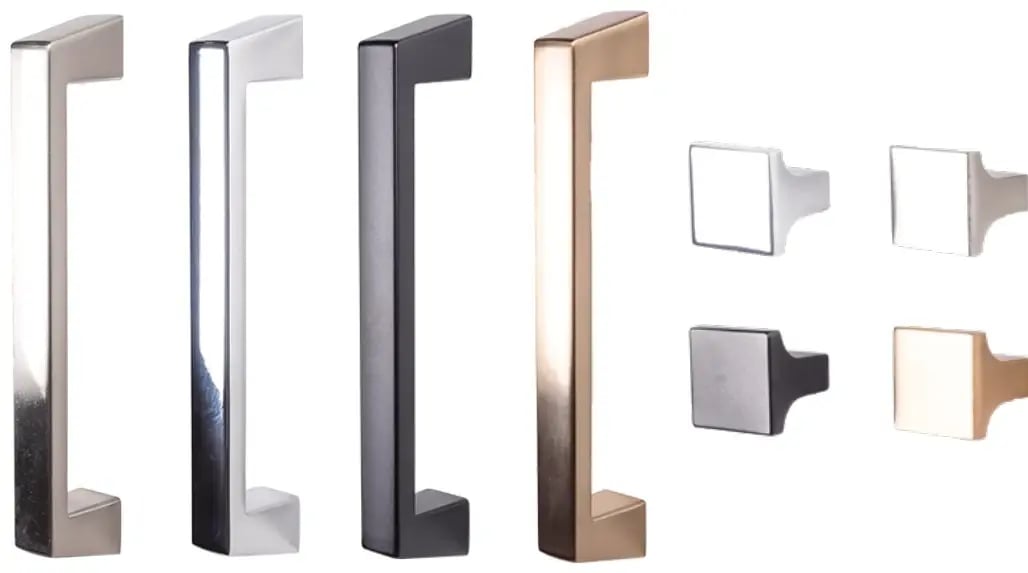 Loft pulls and knobs in four finishes