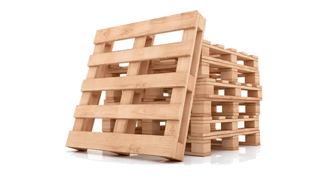 Empty wooden freight pallets