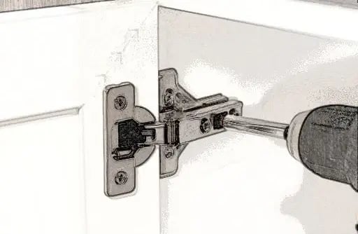 Driving the back hole screw into a frameless hinge plate