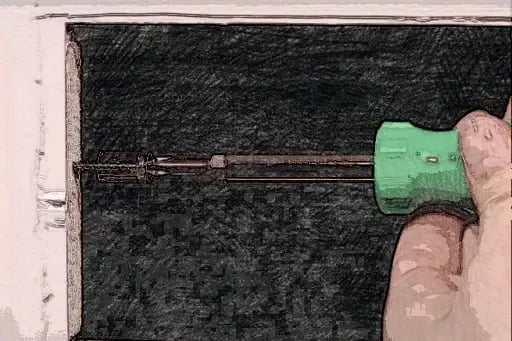 Securing a false front post with a manual Phillips screwdriver