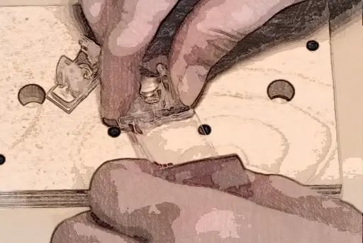 Applying double-sided tape to false front clips