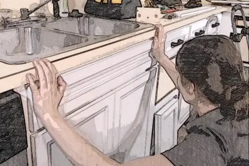 Pressing a false front onto the mounted clips below a sink